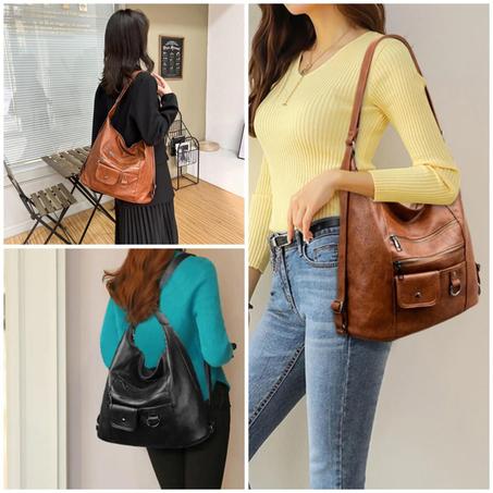 حقيبة اليد و الظهر الجلدية