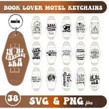 Retro Book Lover Motel Keychain Design | Bookish SVG PNG (Digital Download)