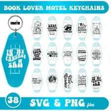 Retro Book Lover Motel Keychain Design | Bookish SVG PNG (Digital Download)