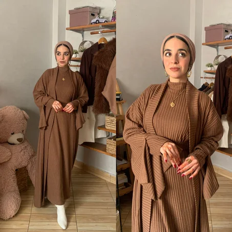 عباية مكونة من قطعتين مع فستان باكمام