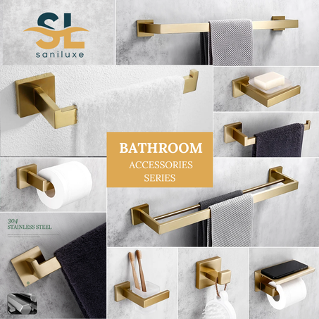 Ensemble Accessoires de douche doré