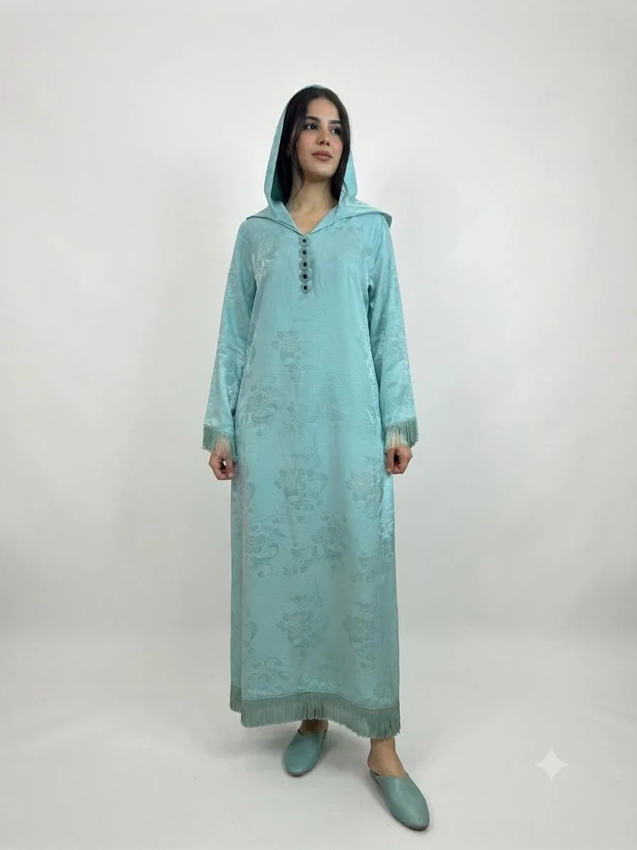 Djellaba en jim turquoise clair tailla M / L