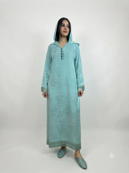 Djellaba en jim turquoise clair tailla M / L