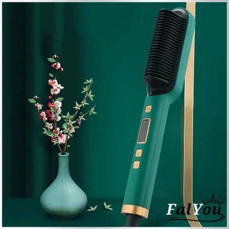 فرشاة فرد الشعر الكهربائية الاحترافية 2 في 1 من الأيونات السالبة مع أدوات تجعيد الشعر بشاشة LCD