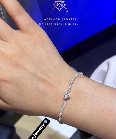 سوار على شكل قلب بأحجار الماس مع علبة فاخرة 🇫🇷