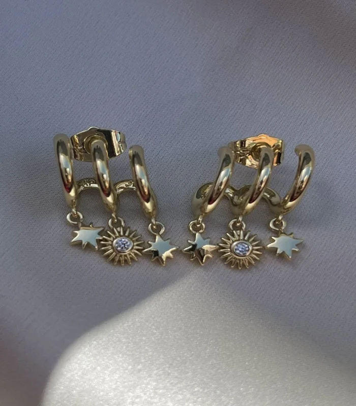 Boucle d’oreille 3-en-1 (une seule pièce)