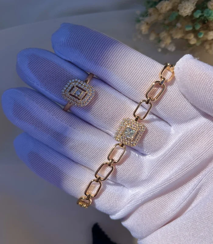 Bracelet+Bague style diamond Rose gold
