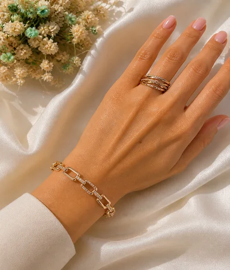 Bracelet+Bague Rose gold