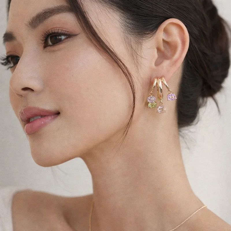Boucles D'oreilles avec zircon en couleur