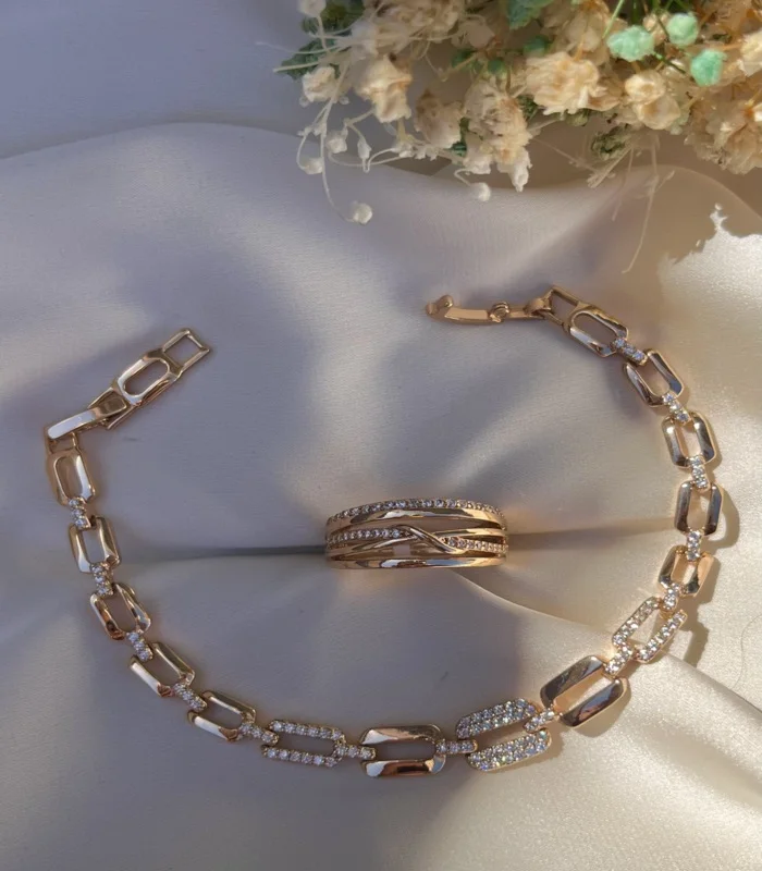 Bracelet+Bague Rose gold