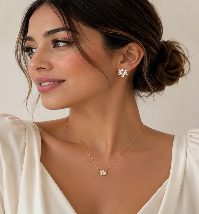 Collier fine avec zircon+Boucle