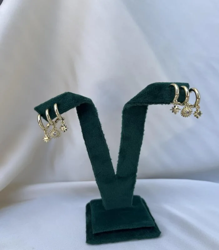 Boucle d’oreille 3-en-1 (une seule pièce)
