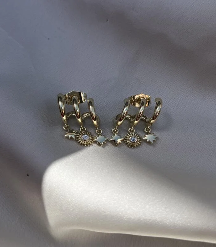 Boucle d’oreille 3-en-1 (une seule pièce)