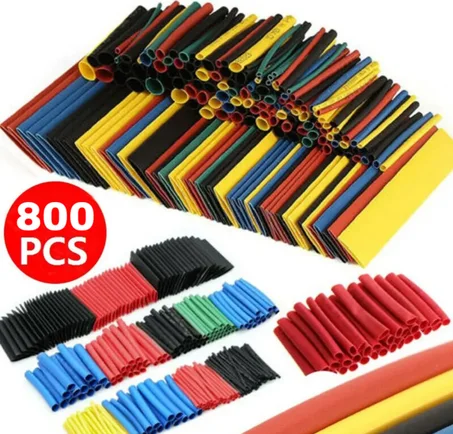 Gaine thermorétractable pour isolation électrique , kit de tube thermorétractable , câble électrique rond , 800 pièces
