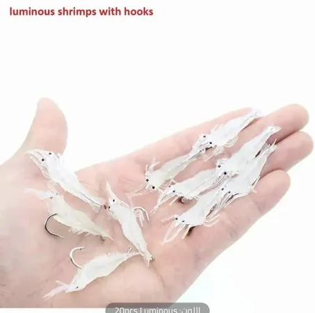 Appât Élen silicone souple pour la pêche, leurre pour attraper des poissons, avec crochet pointu, pour les crevettes, 1.3g/4cm, 20 pièces