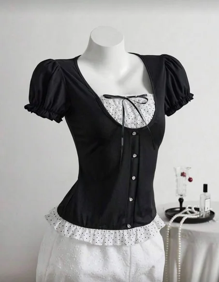 polka dots babydoll top