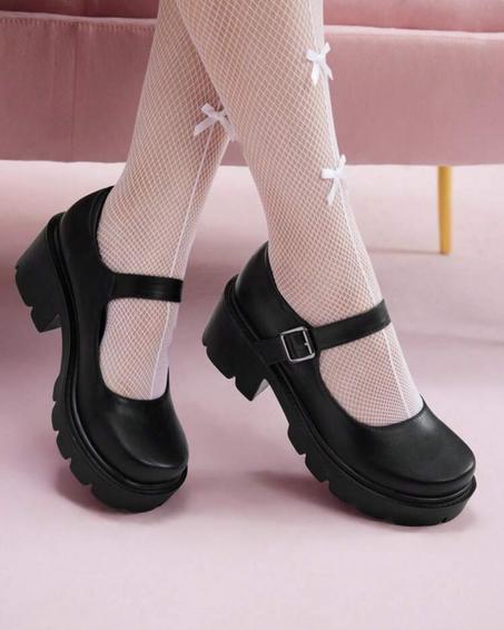 black matte mary jane shoes ꒰ᐢ. .ᐢ꒱₊˚⊹