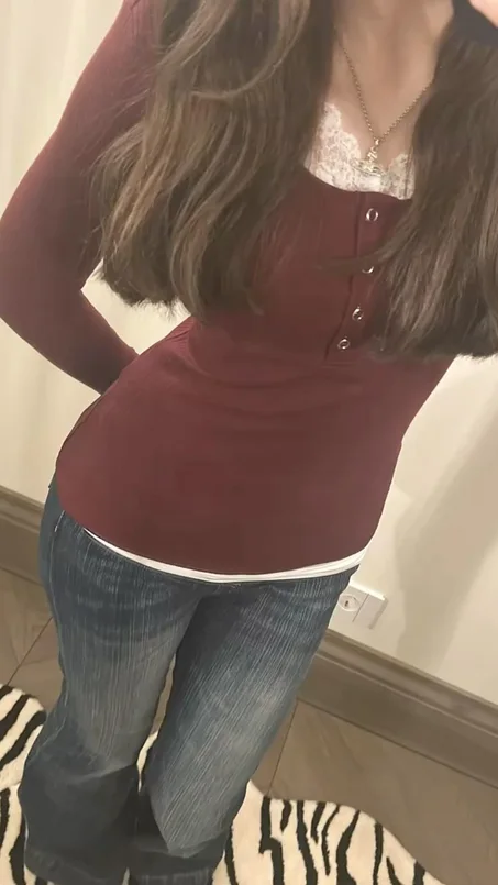 elena gilbert burgundy henely top ⋅˚₊‧ ୨୧ ‧₊˚