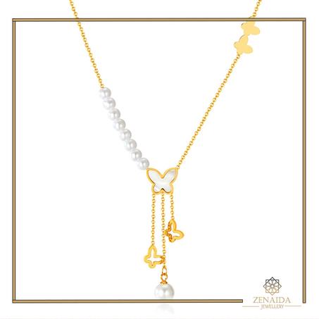 🌟قلادة  فراشة لؤلؤ🌟