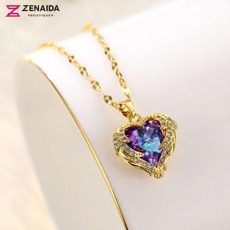 💎قلادة قلب المحيط  كريستالية ملونة💎