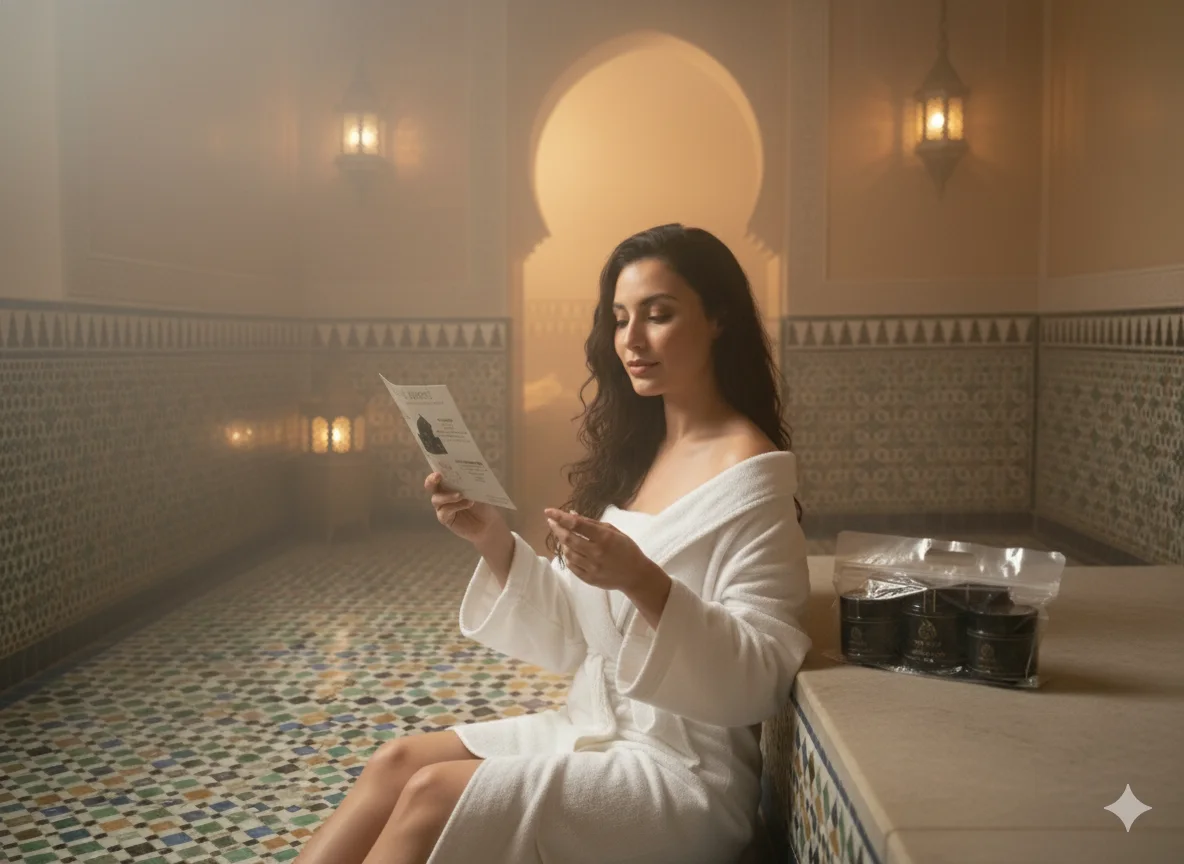 Une trousse de hammam avec 4 produits