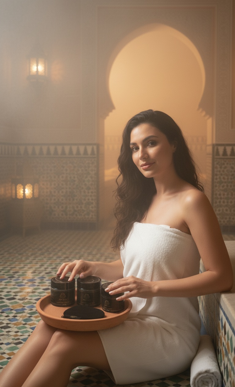 Une trousse de hammam avec 4 produits