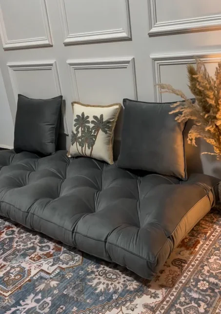 Canapé de sol gris 180 X 70 cm