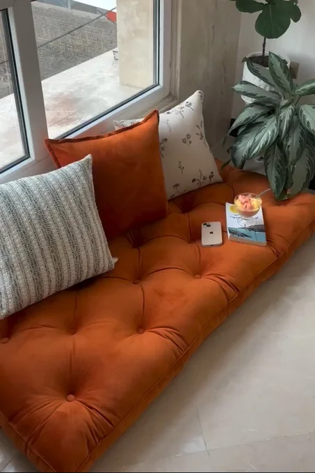 Canapé de sol orange 180 X 70 cm