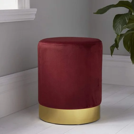POUFE ROUGE ROND 40 X 50 CM