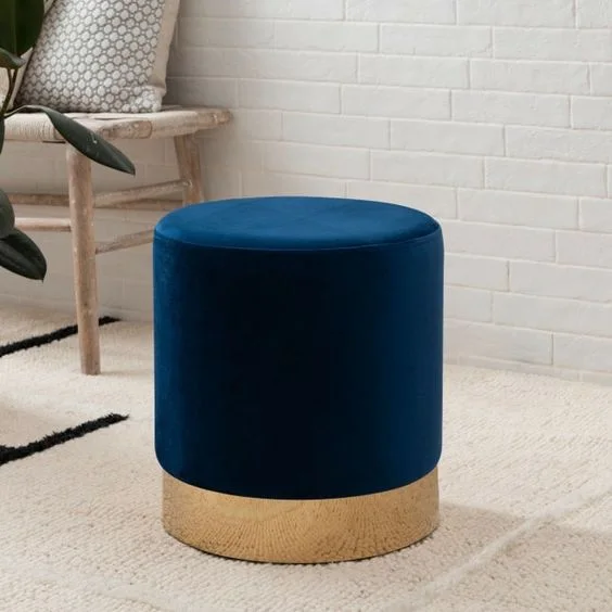 POUF RONDE  BLUE ROI 50 X 40 CM