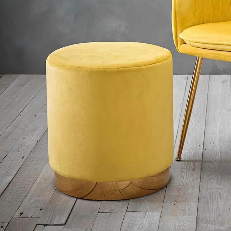 POUFE JAUNE  ROND 40 X 50 CM