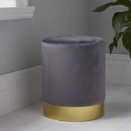 POUF RONDE GRIS  40 X 50 CM