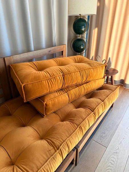 Canapé de sol sans socle jaune 180 X 80 cm