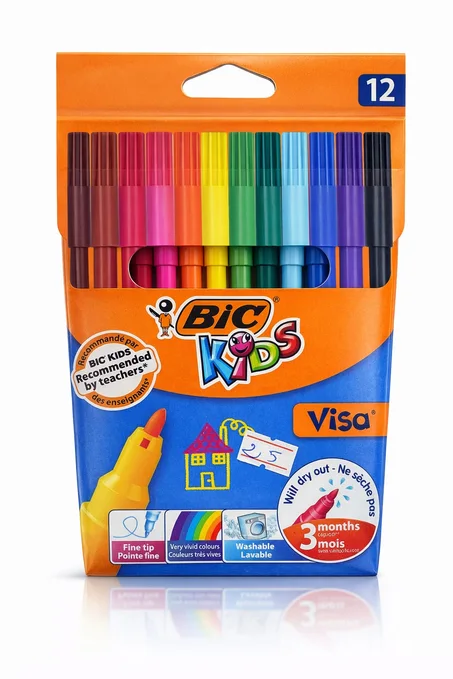 Pochette 12 feutres Bic Kids Visa pointe fine