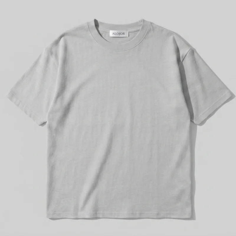 ALOJOR Relaxed Fit Essential T-Shirt – Soft Grey – Premium 100%