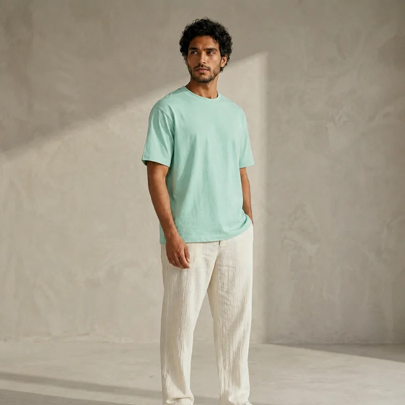 ALOJOR Relaxed Fit Essential T-Shirt – Ocean Mint– Premium 100%