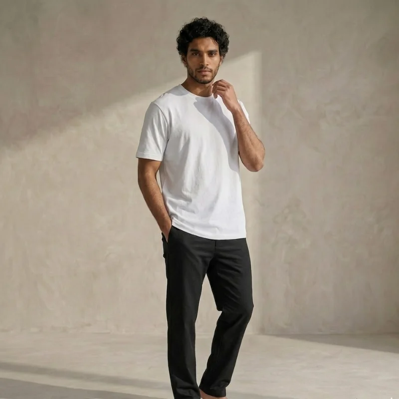 PACK ALOJOR Relaxed Fit Essential T-Shirts – 5 Pieces – Black, White, Soft Grey, Sahara Dust  & Desert Beige - Premium 100%