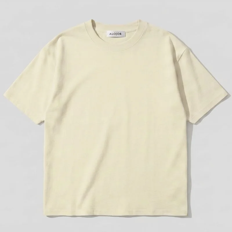 ALOJOR Relaxed Fit Essential T-Shirt – Soft Desert Beige – Premium 100%