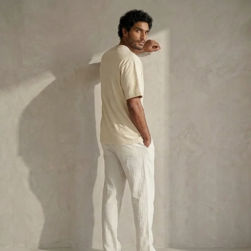 PACK ALOJOR Relaxed Fit Essential T-Shirts – 5 Pieces – Black, White, Soft Grey, Sahara Dust  & Desert Beige - Premium 100%