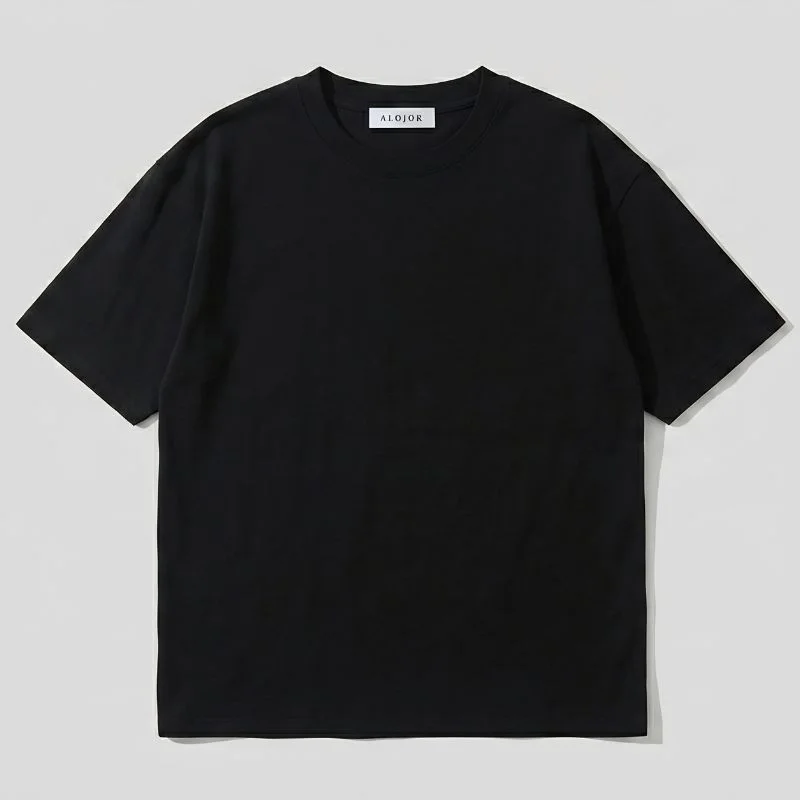 ALOJOR Relaxed Fit Essential T-Shirt – Obsidian Black – Premium 100%