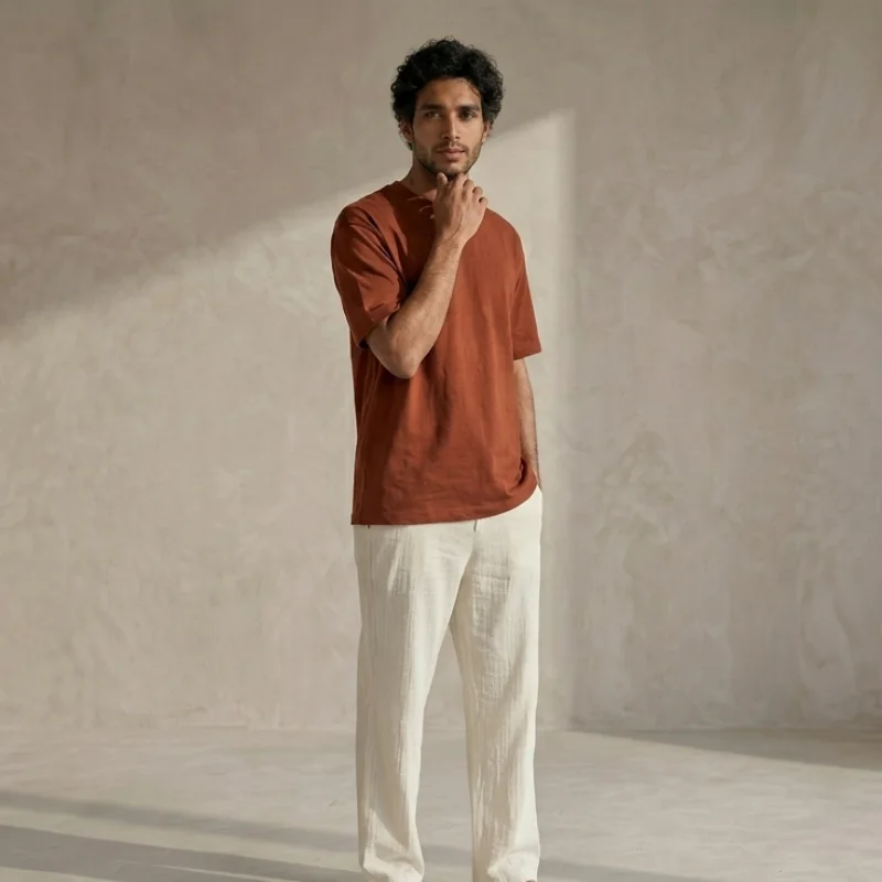 PACK ALOJOR Relaxed Fit Essential T-Shirts – 5 Pieces – Black, White, Soft Grey, Sahara Dust  & Desert Beige - Premium 100%