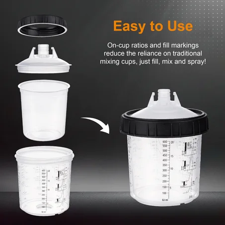 GOBELETS DE PEINTURE JETABLES POUR PISTOLET DE PULVÉRISATION HVLP