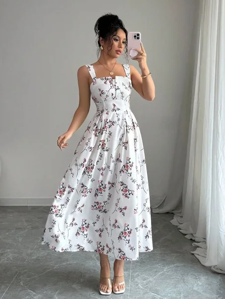Robe blanche fleurie style été