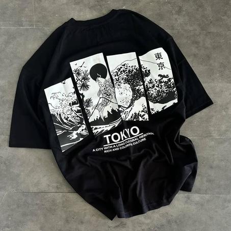 T-shirt oversize black tokyo power