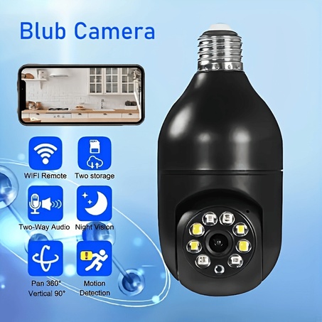 Caméra de Surveillance 360° Discrète en Forme d’Ampoule