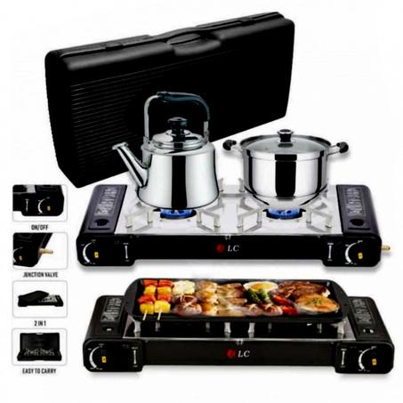 غاز و شواية متنقلة بضمان سنتين راح تشوى و تسوي طعام بسهولة و أنت بالمخيم لا غنى عنه في سفراتك