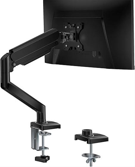 WALI GSMP001N - Soporte para monitor de un solo monitor, brazo de monitor de resorte de gas para pantallas de 17 a 34 pulgadas, monitores de computadora ajustables que soportan hasta 26.4 lib