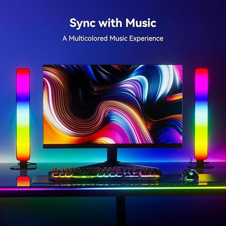 Barra de luz LED, barra de luz RGB de sincronización de música, lámpara ambiental USB, retroiluminación de TV que cambia de color con control remoto, 15 modos dinámicos para decoración de