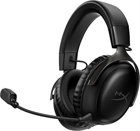 HyperX Cloud III - Auriculares con cable para juegos, bocinas en ángulo 2 pulgadas (53 mm), DTS, espuma viscoelástica, micrófono ultraclaro de 25/64 pulgadas (10 mm), 2.4 GHz, 120 h de carga,