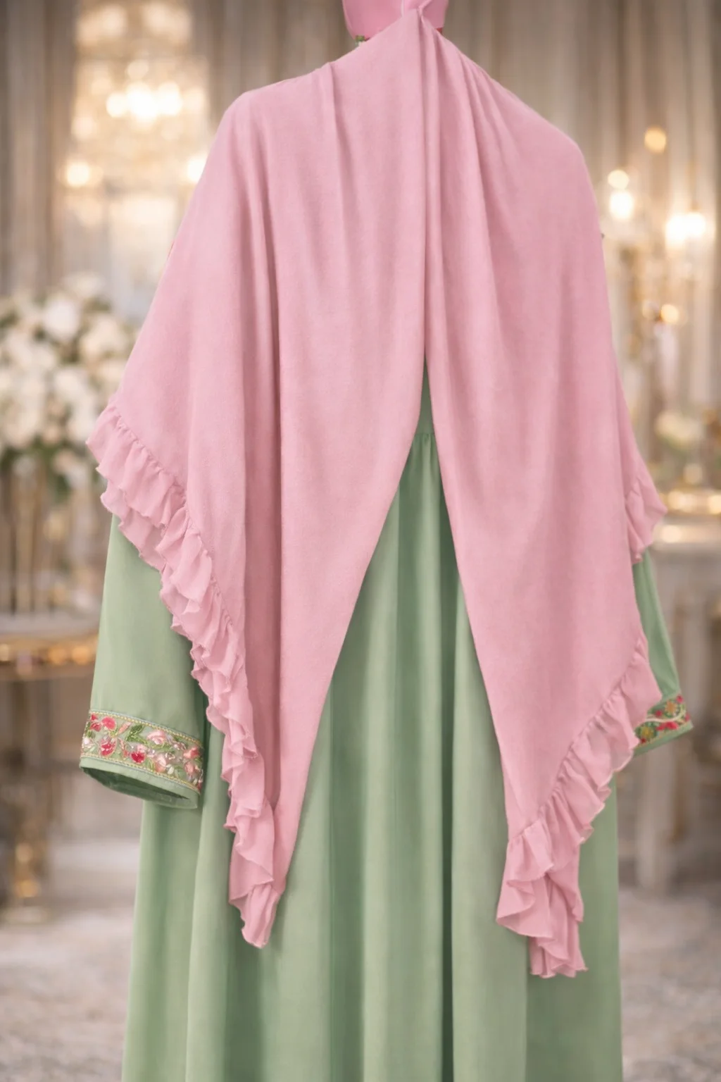 Pack عباية + فولار – ثوب كريب روزا